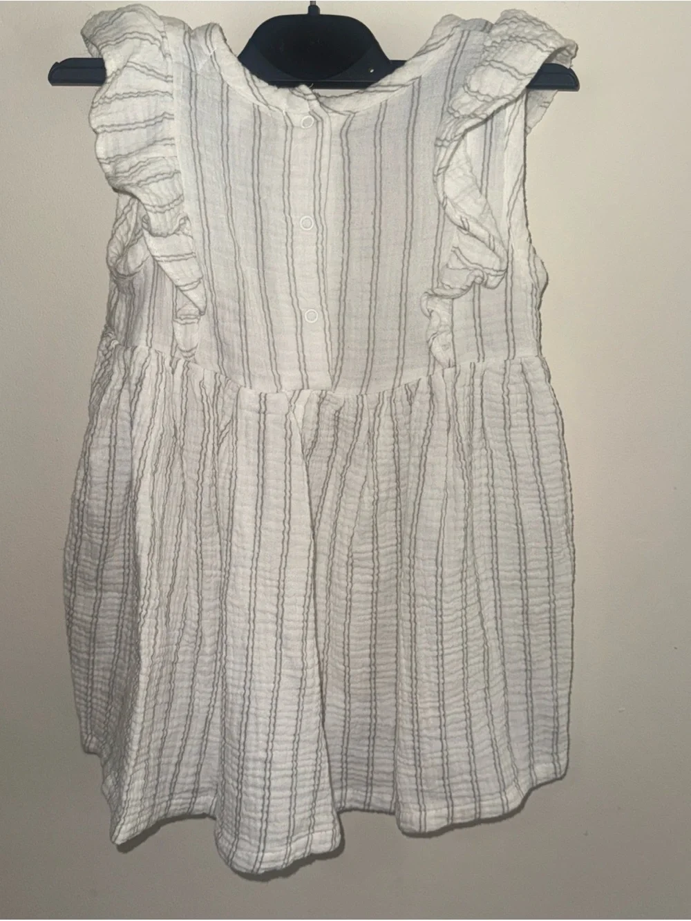 Rachel Zoe Girls' White Striped Ruffled Cotton-Linen Muslin Summer Dress Size 2T